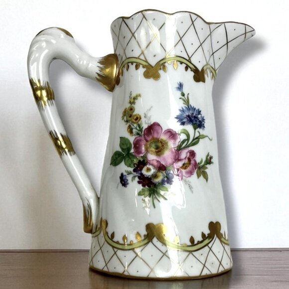 Vintage Floral Ceramic Pitcher Elegant Gold Accent Multi Use Mid Century 1960 - Picture 16 of 16